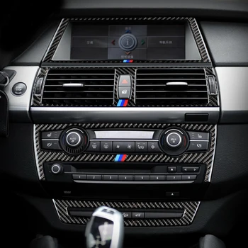 Pentru BMW X5 X6 E70 E71 F15 F16 Accesorii din Fibra de Carbon Mașină de Navigație Interioare Aer Conditionat CD Panoul de Control Styling Autocolant