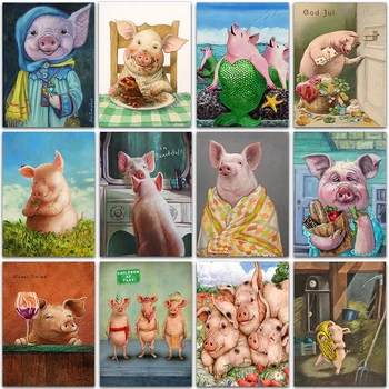 Mijloc 5D Diamant Pictura Kit Set Vopsea Animale Drăguț de Porc Plin Patrati si Rotunde broderie mozaic cruciulițe Decor Acasă Vânzare de Artă