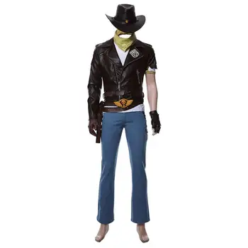 Joc OW Jesse Macnair Cosplay Costum Adult, Bărbați, Femei Costum de Cowboy Hat Set Complet de Halloween, Costume de Carnaval
