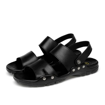 Papuci piele Barbati 2021 vară Calitate sandale piele Split pantofi de Plaja hombre sandalias negru Plus plus size 38~52