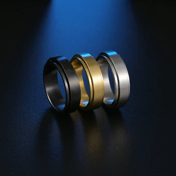 6mm Rotativ Buna Galvanizare Titan din Oțel Decompresie Inel Rotativ de Moda Casual Punk Reglaj Fin Cupa Uniunii Bijuterii