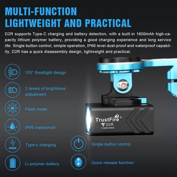 2021 TrustFire D2R 450Lm LED Biciclete Lumina Construi In Baterie Reîncărcabilă Litiu Tip C de Încărcare Biciclete Flash Cu Indicator de Putere