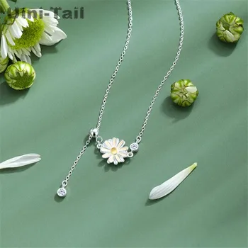 Uini Coada design nou argint 925 drăguț dulce crizantema colier tendință de moda de înaltă calitate colier de flori