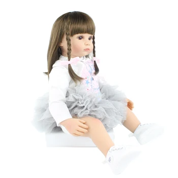 60cm Noua Fata Silicon Moale Renăscut Baby Doll Pentru Gir Parul Lung de Printesa pentru Copii Copilul Cadou de Ziua mea Casă de Joacă de Culcare Jucarie