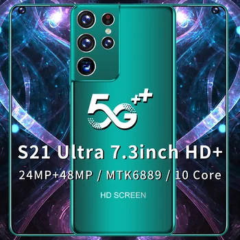 Galxy S21 Ultra 2021 Nou Dublu SIM Card Andriod 10 Telefonul 7.3 Inch 8GB 512GB 24+48MP 10 Core 6800mAh Telefon Inteligent MTK6889