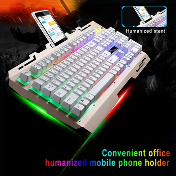 Tastatură mecanică de Gaming Pentru Computere RGB LED Laser Keyboard 104 Taste cu iluminare din spate Alb Taste de Gaming Accesorii Pentru Gamerii de PC