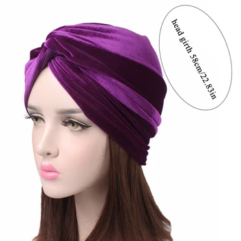 Moale De Catifea Stretch Turban Pălărie Cruce Poftă De Mâncare Chimioterapie Capac Văl Musulman Femei De Lux Elegante, De Culoare Solidă Accesorii De Par Headwrap