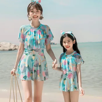 2021 Vara Noua Familie De Potrivire Haine Cu Maneci Scurte-O Singură Bucată De Costume De Baie Femei Slim Fata Rochie De Costume De Baie De Primăvară Fierbinte Uzură Plajă