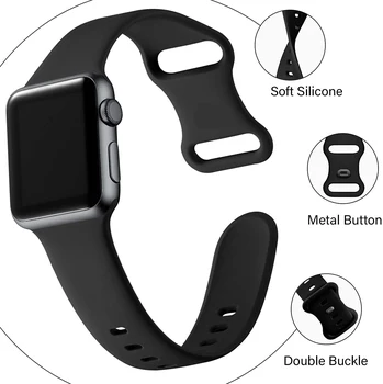 Banda de silicon Pentru Apple Watch curea 44mm 40mm 38mm 42mm 44 mm Cauciuc watchband smartwatch correa bratara iWatch se 6 5 4 3 band