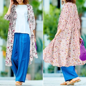 Boem Florale Imprimate Bluza Kimono ZANZEA Vară pe Plajă Cardigan Femei pe Frontul Deschis cu Maneca Lunga Bluza Casual Vintage Topuri Lungi