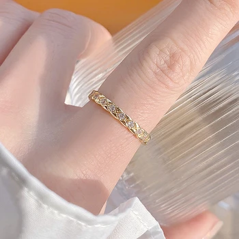 De înaltă Calitate, Frumos 14k Placat cu Aur Adevărat Imitații de Perle Inel pentru Femei Reglabil Design Deschis Bling Zircon CZ Bague Anillos