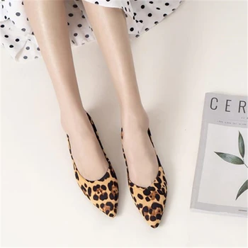 Moda a Subliniat Toe Flats Femei Slip On Mocasini Confortabile Balerini Femei Mocasini Leopard Imprimate Singur Casaul Pantofi