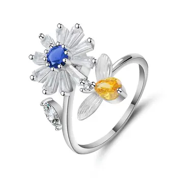 Romantic Cristal Mic Daisy Inel pentru Femei Design Simplu Inel Bijuterii Accesorii