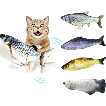 Mișcare De Pește Electrice De Jucarie Pentru Pisica Incarcator Usb Interactiv Pisica Mesteca Musca Jucării Catnip Consumabile Pisoi Peștele Pisică Datul Jucărie