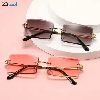 Zilead ochelari de Soare Retro Moda pentru Femei fără ramă Gradient de Ochelari de Soare Nuante de Tăiere Obiectiv Doamnelor Fara rama Ochelari de vedere Gafas de sol
