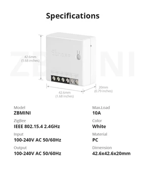 2/5pcs SONOFF ZB MINI Zigbee 3.0 DIY Smart Switch Două căi Comutator de Control de la Distanță APP Funcționează Cu Smartthing/ Hue Hub/SONOFF ZB