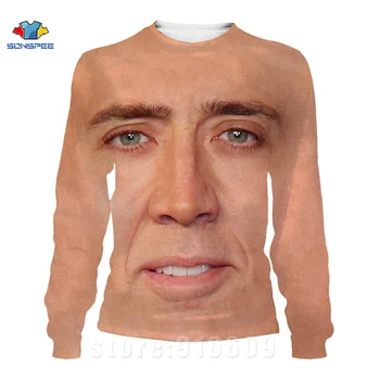 3D Femei Trening Pulover Harajuku Fermoar cele mai Noi Nicolas Cage face Nebun Amuzant Privirea Hoodies Zip Hoodie Print Hanorac Barbati
