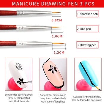 Nail Art Combinație Pen Pen Floare Zimțată Perie Petală Stilou Nail Art Design Set Perie Gravare 3D Desen Desen Stilou Set de Unghii