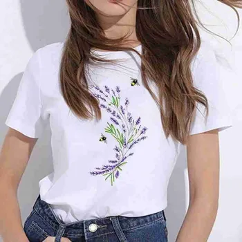 Supradimensionate Tricouri Femei Bărbați Lavanda Imprimare Tricou T-shirt Cămașă Îmbrăcați Harajuku Topuri de Vara cu Maneci Scurte Grafic de Moda F Z0Q4