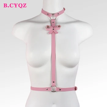 B. CYQZ Corpul Stilul Punk Jartiere Seks Fasciculului de Faux din Piele Femei Sexy Sclavie Ciorapi Fete de Moda Bretele Adult Lenjerie