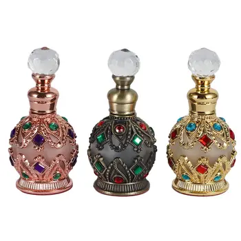 1 buc 15ml Vintage din Metal Sticla de Parfum Stil Arab Uleiuri Esențiale Dropper Sticla Recipient Orientul Mijlociu Decor de Nunta Cadou