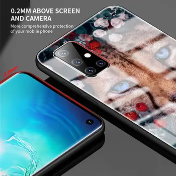 Caz De Telefon Pentru Samsung Galaxy A50 A51 A71 A70 A31 A10 A21s A91 A40 A30 A41 A11 Capac Sticla Animale Drăguț Tigru Leu