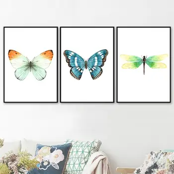 Desene Animate Fluture, Libelula Insecte Arta De Perete Tablou Poster De Inalta Calitate De Imprimare Imagine Pentru Living Modern Decor Acasă