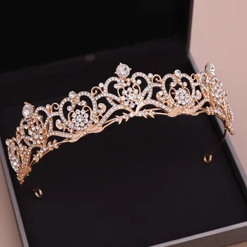 Mireasa Stras Coroana Jumătate de Coroană hairband Aur și Argint, Cristal Petrecerea de Ziua Frizură Accesorii Rochia de Mireasa
