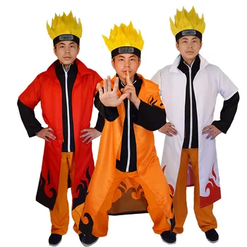 Halloween Cosplay Ninja Mantie Șase Generații de Portocaliu și Alb Japonez Anime Costume