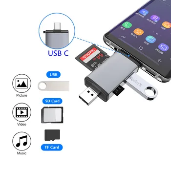 LccKaa Cititor de Card Micro USB 2.0 Tip C la SD Micro SD TF Accesorii Adaptor OTG Cardreader Inteligent de Memorie SD Card Reader