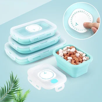 Silicon Pliabil Cutie de Prânz Alimente Container de Depozitare Bento BPA Gratuit Microunde Portabil Picnic, Camping Dreptunghi Exterior Cutie