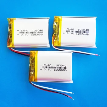 EHAO 103040 3.7 V 1200mAh Lipo Litiu Polimer baterie Reîncărcabilă 3 fire pentru MP3 GPS DVD recorder cască e-book foto