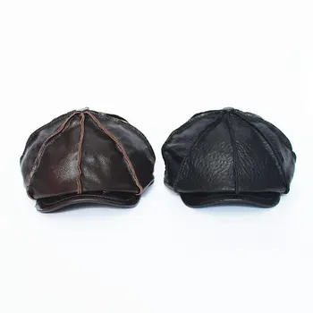 Piele Capac Unisex Agrement Culoare Pură Toamna Iarna Rece Dovada Respirabil Dom Crimpat Marginea Moda Cald Pictor Pălărie
