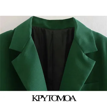 KPYTOMOA Femei 2021 Moda Birou Poarte Singur Pieptul Blazer Coat Vintage Maneca Lunga Buzunare Clapa de sex Feminin de Îmbrăcăminte Chic Veste