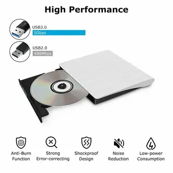 Yiwa Extern Slim USB 3.0 DVD DVD ± RW CD-RW Arzător Player pentru PC, Laptop, Mac