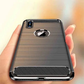 De lux din Fibra de Carbon Telefon Caz Pentru iPhone 11Pro 6S Plus 5 SE Moale de Silicon husa de Protectie Pentru iPhoneX XR XS Max 7 8 Plus Fundas