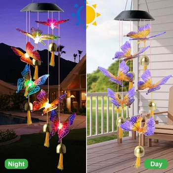 Noua Energie Solară Vânt Clopote Clopotul de Cristal Colibri Fluture, Libelula Impermeabil în aer liber Lumina pentru Terasa, Curte Garde