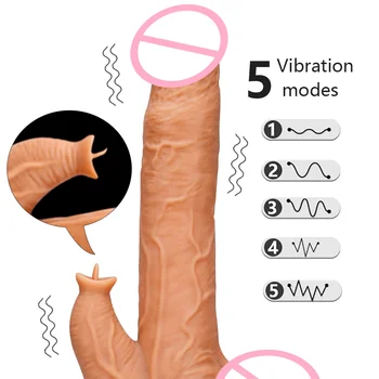 Mare Dildo Vibrator Încălzire Rotație Telescopic Realistic Dildo-uri pentru Femei Penis artificial Penis ventuza Stimulator Clitoris Sex Toy