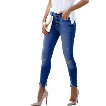 Femei Blugi cu Talie Înaltă Stretch Skinny Denim Pantaloni 2021 Gaura Retro Spălat Moda Sexy Elastic Slim Pantaloni de Creion Supradimensionat