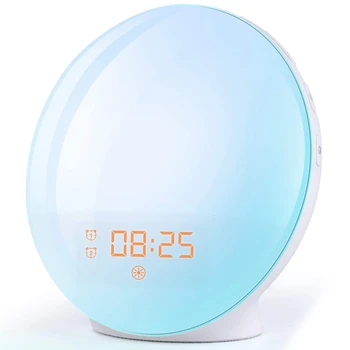 Ceas cu alarmă serviciu de Trezire Lumina de Ceas cu Alarmă cu Sunrise/Apus de soare Simulare Dual Alarme, 7 Culori Atmosfera Lampa UE Plug