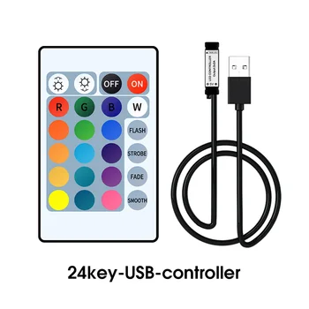 RGB 5V Benzi cu LED-uri USB PC de Fundal 50CM-5M Waterproof 5050 SMD Neon RGB USB LED Strip 5 V lumină de Bandă Diodă BPCB 24Key Controller