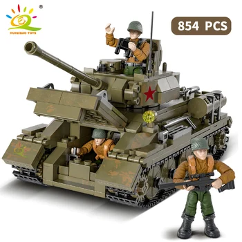 HUIQIBAO JUCĂRII 854PCS Militară T-34/85 Tanc Mediu Blocuri de Constructii Pentru Copii Arma Armata Cărămizi Set cu 3 Soldat Copii Cadou
