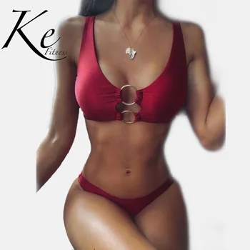 KE Noua Colectie 2020 Bikini Fierbinte de Vânzare 2 piese costume de Baie femei roșu cerc dublu de argint șirag de mărgele de aur negru albastru roz portocaliu