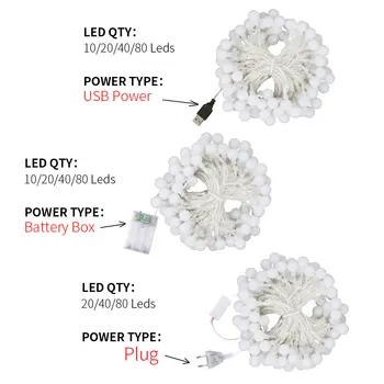 USB/Baterie de Putere LED Mingea Ghirlanda de Lumini Zână Șir Impermeabil în aer liber Lampa de Vacanță de Crăciun Petrecere de Nunta, Lumini de Decor