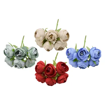 2 Buchet Mic de Trandafiri Ceai Muguri de Mătase Artificială de Ceai a Crescut de Flori pentru Mireasa Cununa DIY Cutie de Cadou Albumul Home Decor Flori False