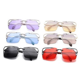SHAUNA Retro fără ramă de Metal Gol Pătrat ochelari de Soare Femei de Moda Ocean Limpede Obiectiv Bărbați Nuante UV400 Gradient de Ochelari de Soare