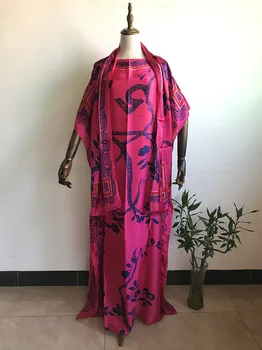 Africa de Blogger de Moda Recomanda 2021 Mătase imprimate Caftan Maxi rochii Lejere de Plajă de Vară Boem caftan lung rochie pentru doamna