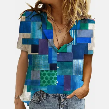 2021 Noi Femei Top Tricouri Cu Designer de Vară de Primăvară de sex Feminin Butonul de Sus Tricouri Bluza Jos Guler Topuri Blusas