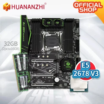 HUANANZHI X99 T8 X99 Placa de baza cu procesor Intel XEON E5 2678 V3 cu 2*16G DDR3 RECC memorie kit combo set NVME SATA USB 3.0, ATX