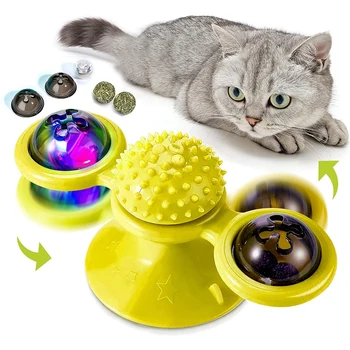 Jucarii pisica placă Turnantă Interactive Moară de vânt pentru Pisici cu LED Mingea, Catnip, Menta, ventuza Pisica Accesorii Ingrijire Scratcher